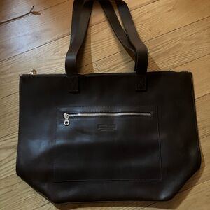 Parker Clay Entoto Zip Tote- Dark Brown Shoulder Tote